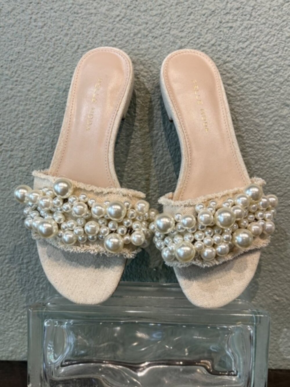 Pelle Moda Bayer 2 Pearls  Linen Sandals